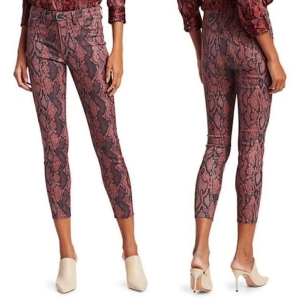 L’AGENCE Margot High Rise Ankle Skinny Coated Python Snakeskin Print Jeans 23